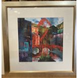 † Kate Lycett framed Limited Edition print 'Red Leaves' 40cm x 40cm,