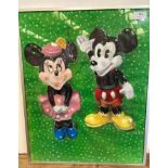 JHR '85, framed pastel 'Mickey and Minnie Mouse',