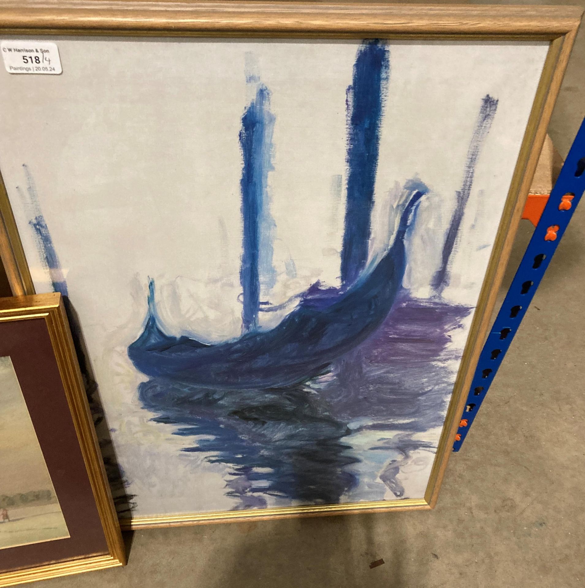 Five items - framed oil painting of a Gondola 60cm x 40xm, - Image 2 of 4