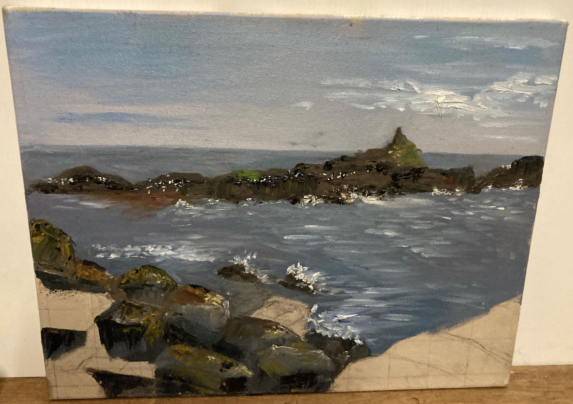Unsigned oil on canvas 'Shoreline Scene' 35cm x 45cm (Saleroom location: F06) Further