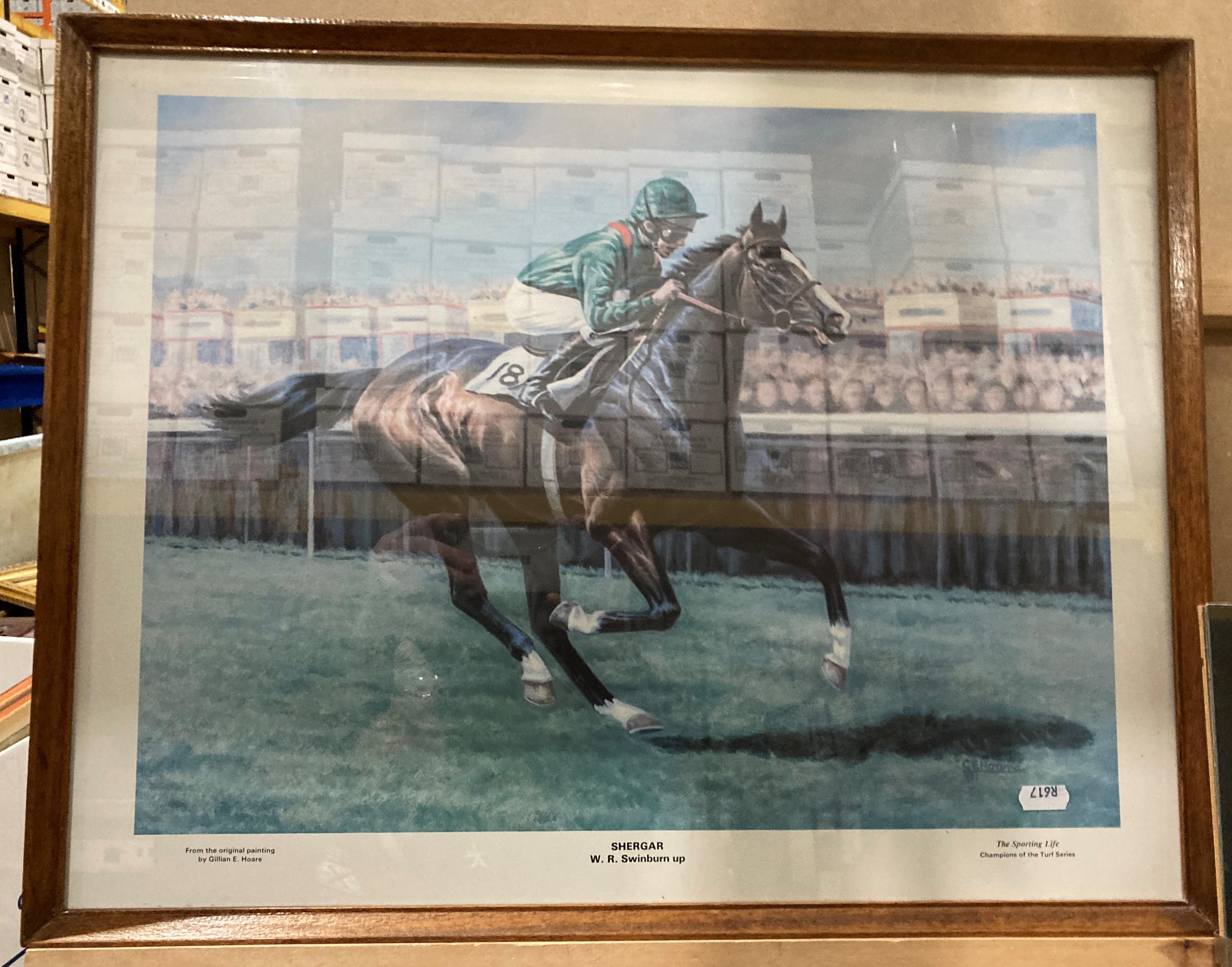 Three racehorse prints, two framed and one in a mount, - Image 5 of 6