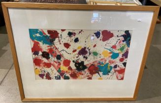 Sam Francis (American, 1923-1994), a framed abstract print in the Tachisme style,