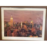 Large framed photo print 'New York Skyline' 48cm x 69cm - slight water damages (Saleroom location: