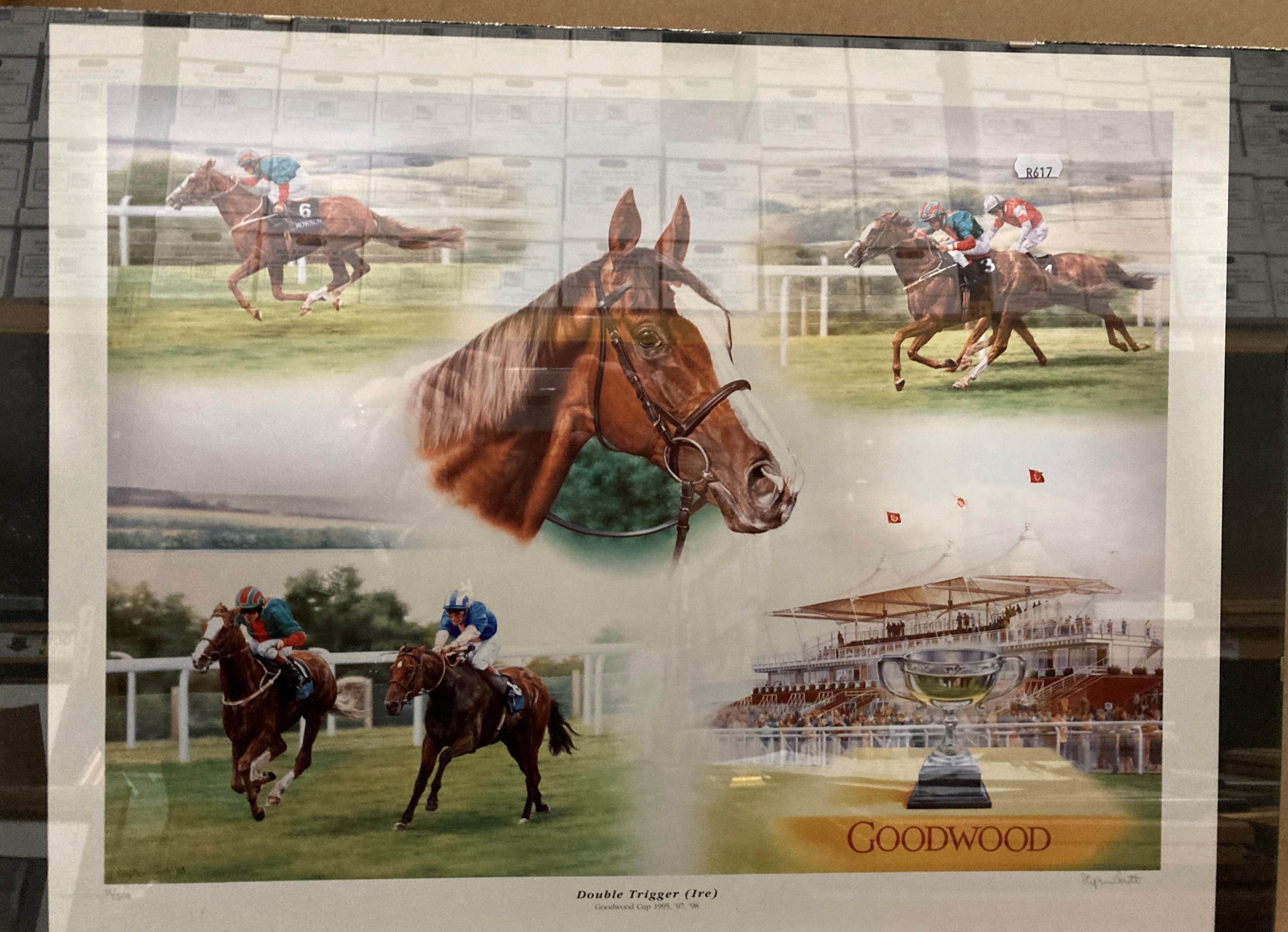 Three racehorse prints, two framed and one in a mount, - Image 2 of 6