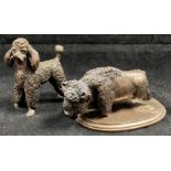 † Jeanne Rynhart (1946-2020), 'Poodle', 10cm high and 'Bison' (two legs broken,