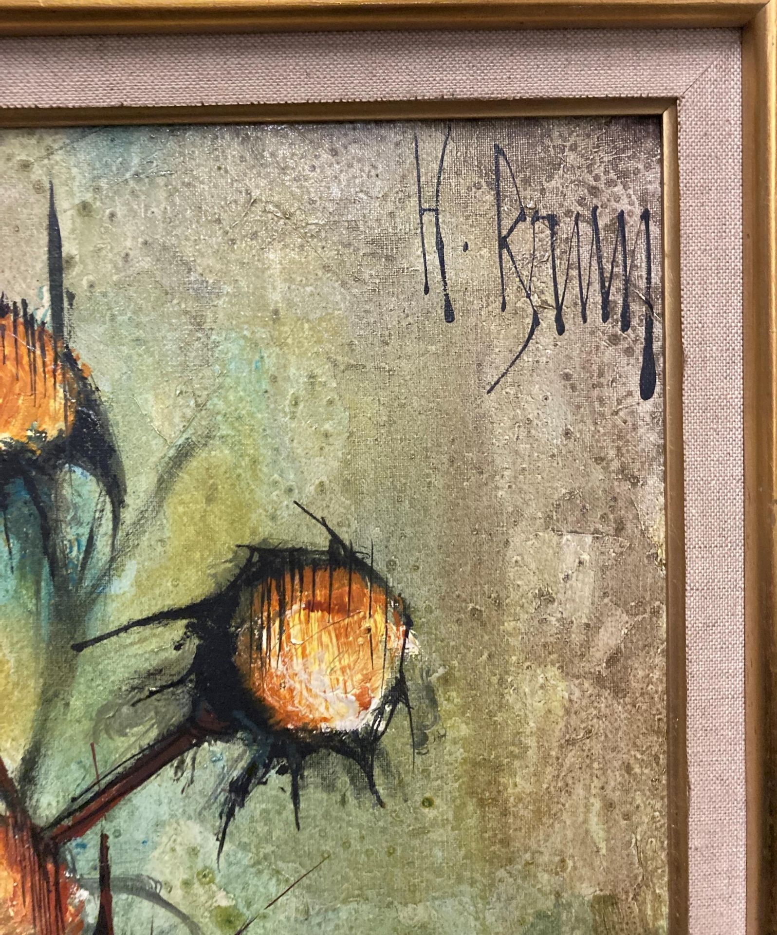 HB? framed oil on canvas 'Still Life - Flowers in a Vase' 62cm x 50cm (Saleroom location: Z01) - Image 2 of 4