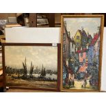 Elliott, two framed oil on boards continental scenes,