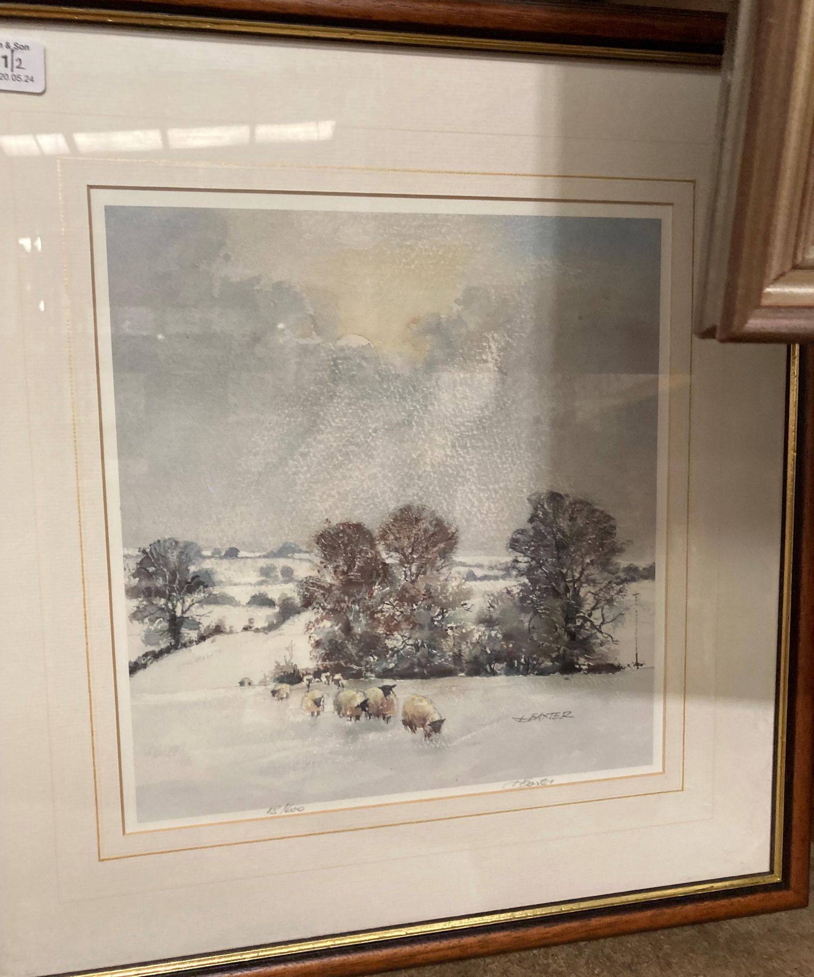 Peter Shutt framed watercolour 'Trees on a Lake Shore' 27cm x 36cm and J Baxter framed Limited - Image 3 of 3