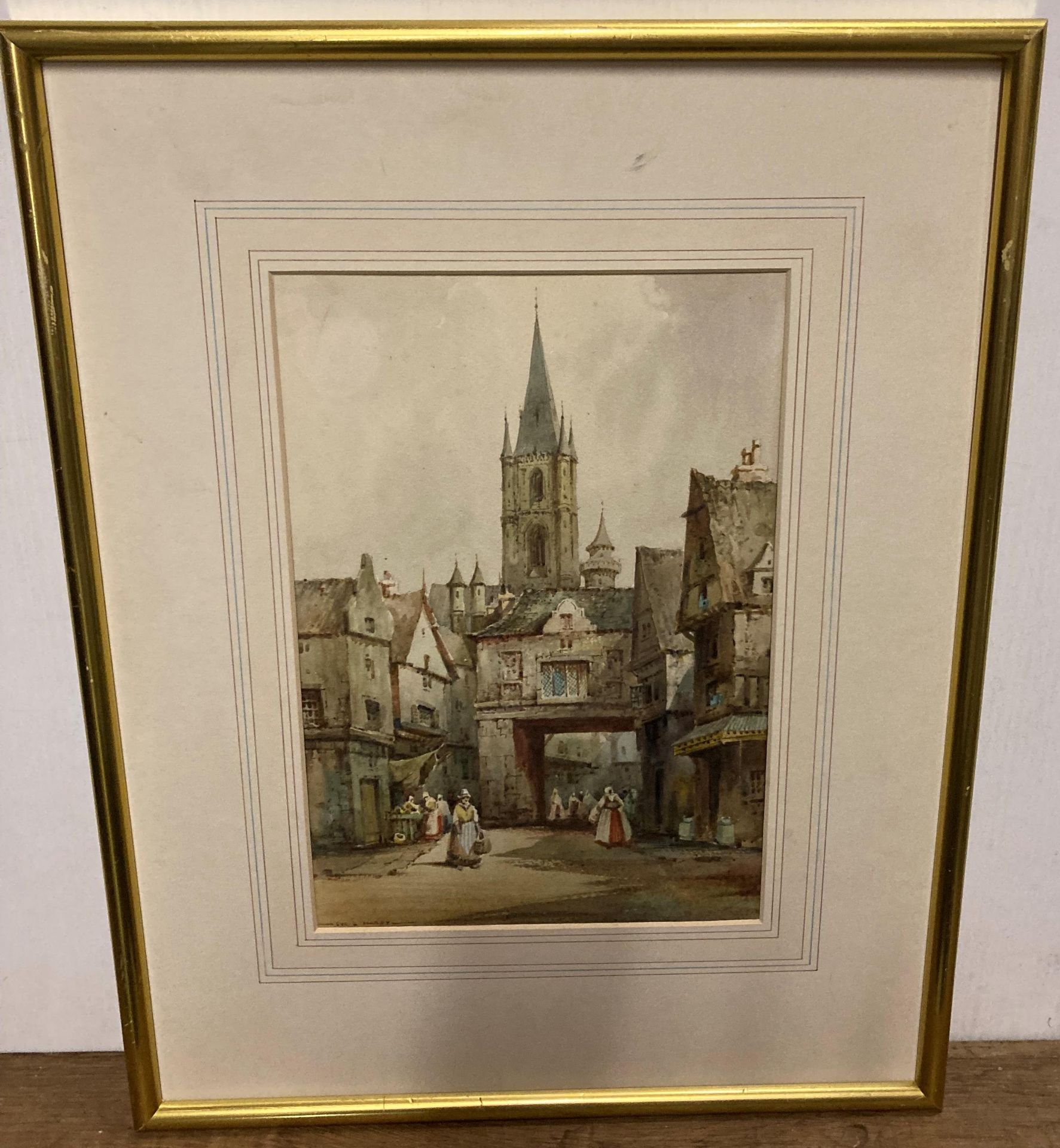 † Cyril Hardy framed print 'Street Scene in The Middle Ages' 28cm x 19cm (Saleroom location: