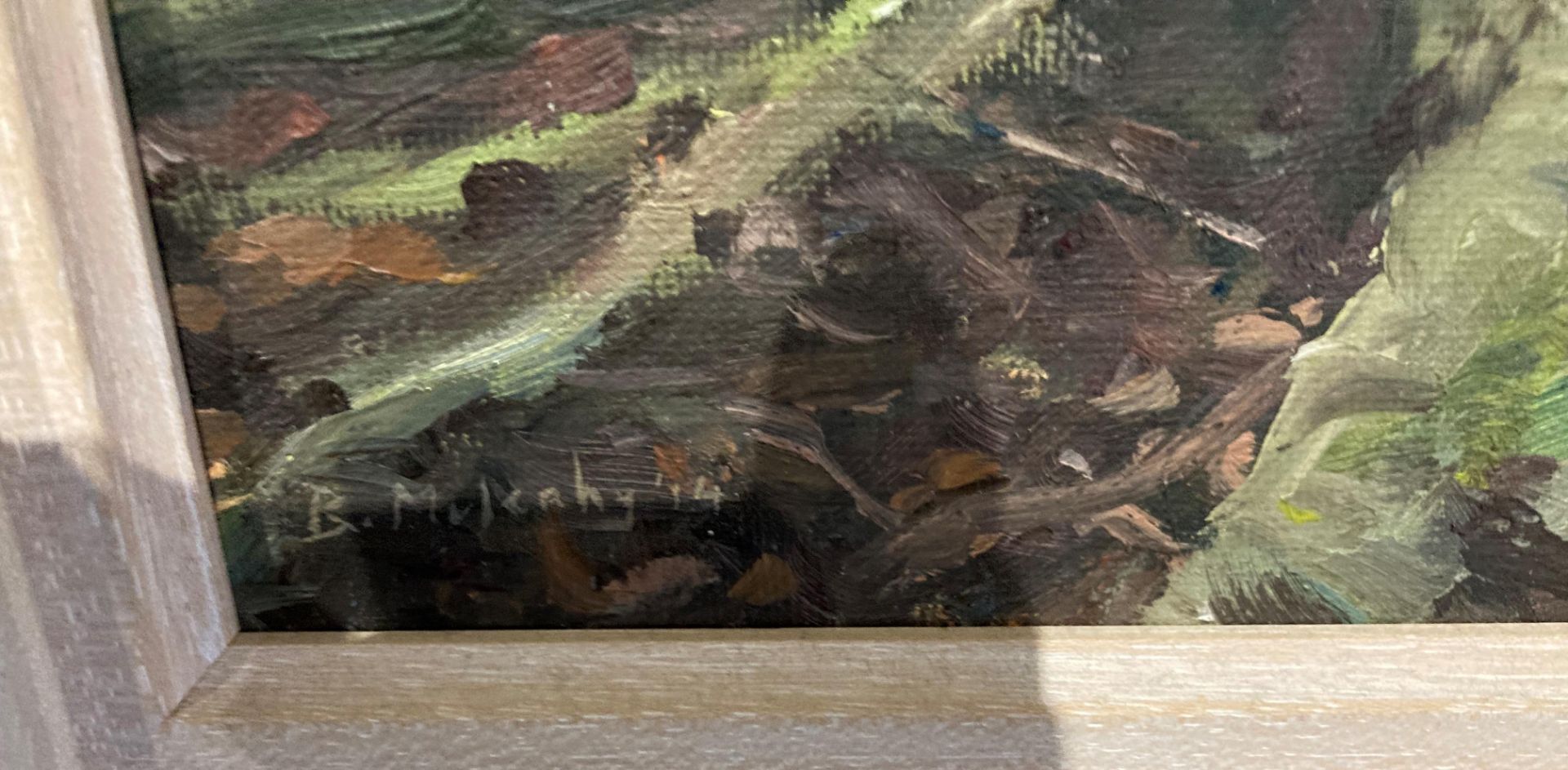 † Bruce Mulcahy '14, 'Tree Base - Hopton Woods', framed oil on board, 24cm x 29cm, - Image 3 of 4