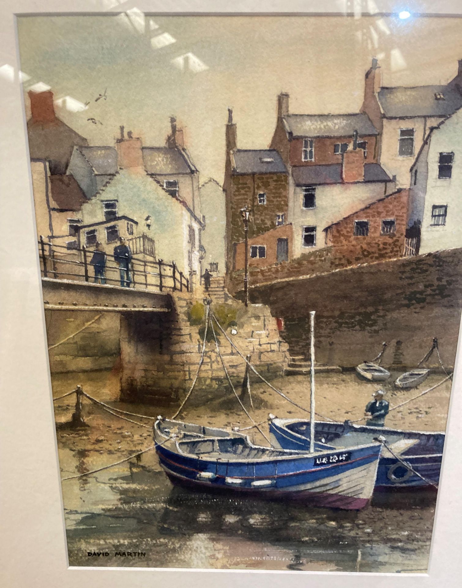 † David Martin, 'Staithes', framed watercolour on board, signed lower left, 39cm x 48cm, - Image 2 of 4