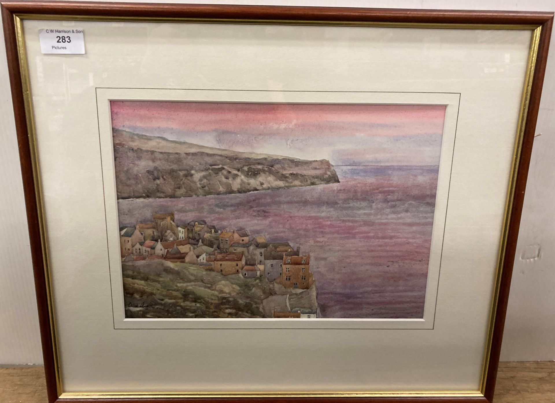 David Rugg framed watercolour 'Day Break Over Robin Hood's Bay' 24cm x 30cm (Saleroom location: