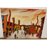 PC oil on canvas 'Industrial Street Scene' 31cm x 40cm,