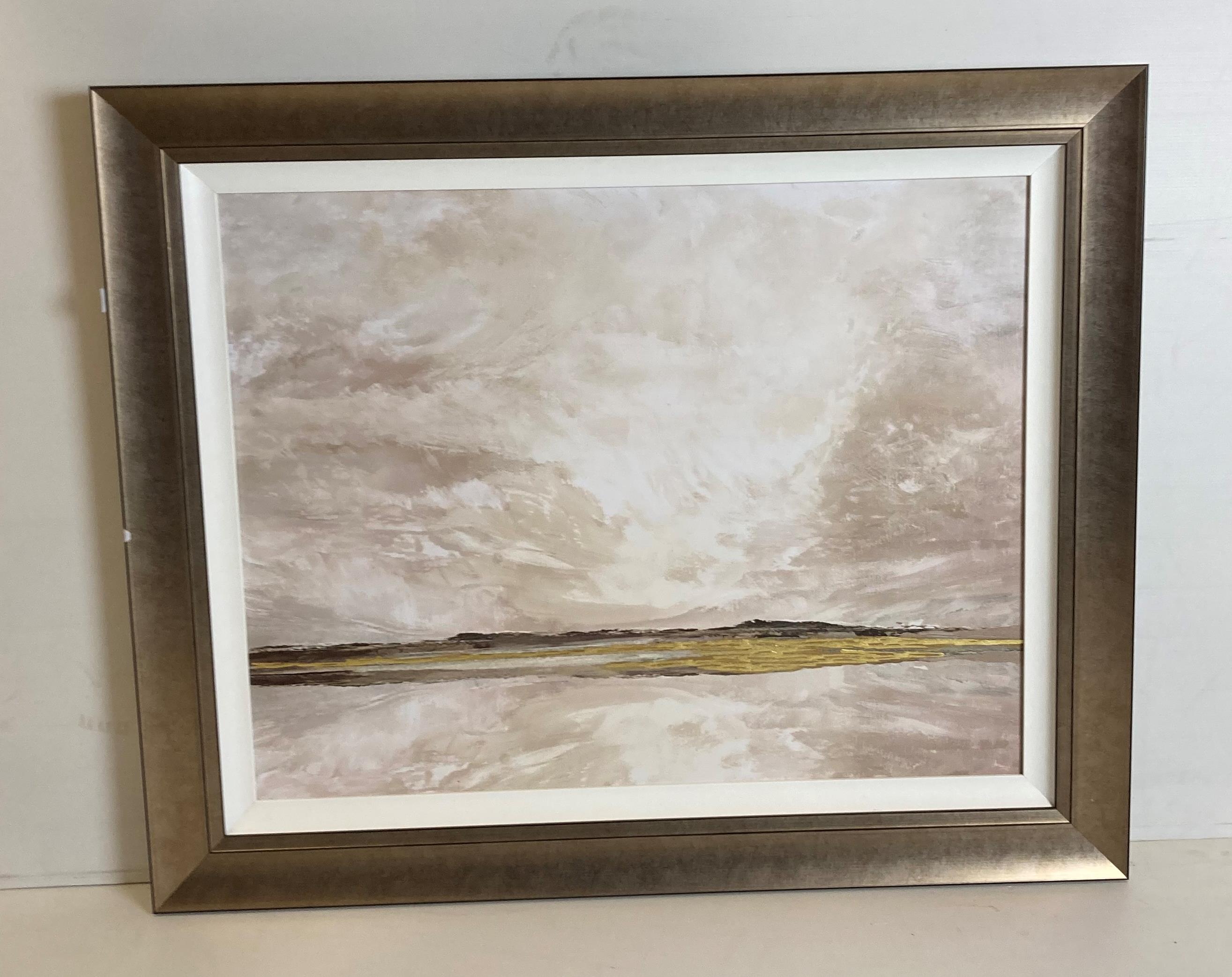 Framed print of coastal scene 'Opulent Skies',