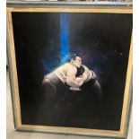 † Charles Willmott (1990) large framed oil on canvas 'Study of Sumo Wrestlers - Yotsu - Zamo' (The