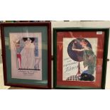 Two framed reproduction adverts for French perfume 'Pate Agnel' 40cm x 26cm and 'Marcel Franck'