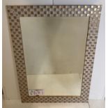 Rectangular gold checkerboard surround bevelled edge wall mirror,