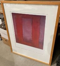 Mark Rothko (American, 1903-1970) wood framed print, red on maroon,