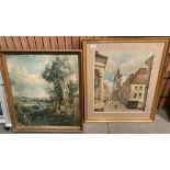 Two frame prints - JBC Corot 'The Belfry at Douai' 41cm x 50cm and John Constable RA Redham Vale