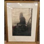 † David Platts, gilt framed print 'Lady Sat on a Bench', signed in pencil,