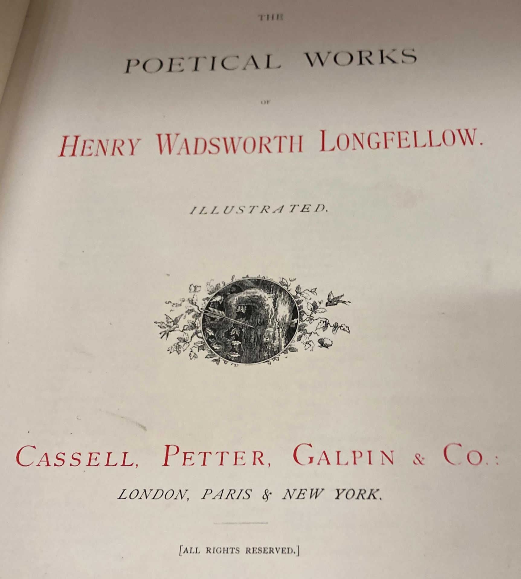 Two books 'The Poetical Works of Henry Wadsworth Longfellow' published by Cassell, Pelter, - Image 3 of 8
