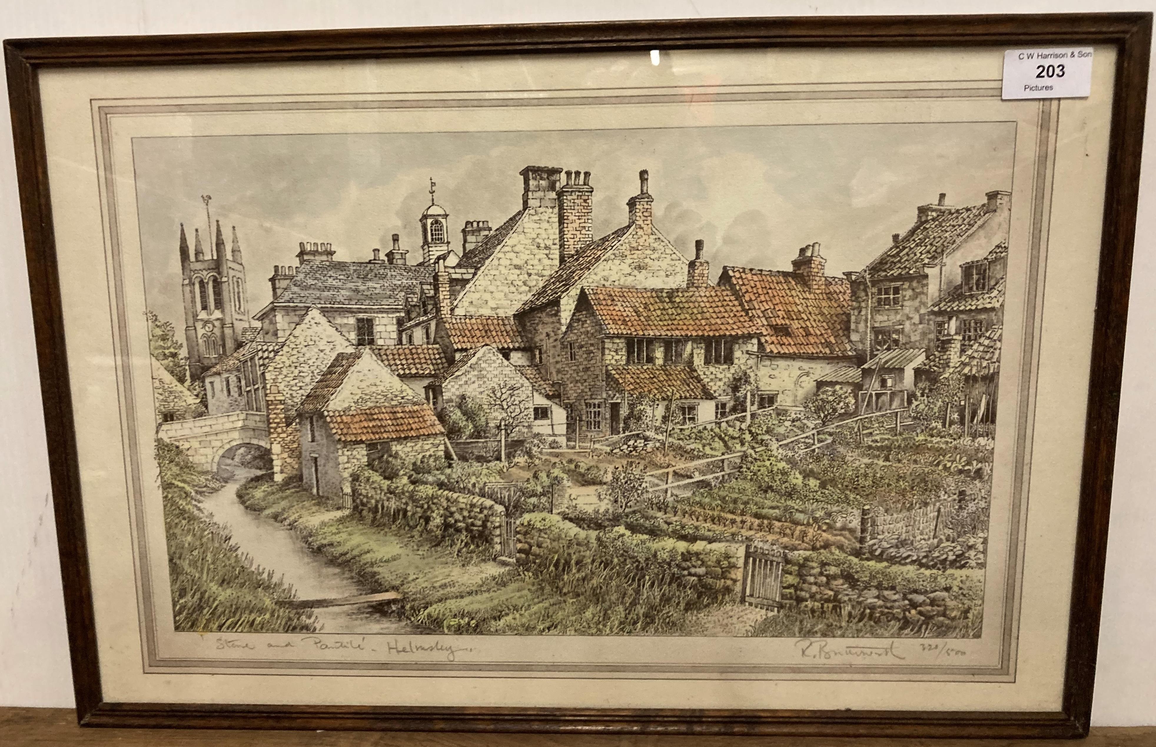 † Richard Butterworth framed Limited Edition print 'Stone and Pantile, Helmsley,