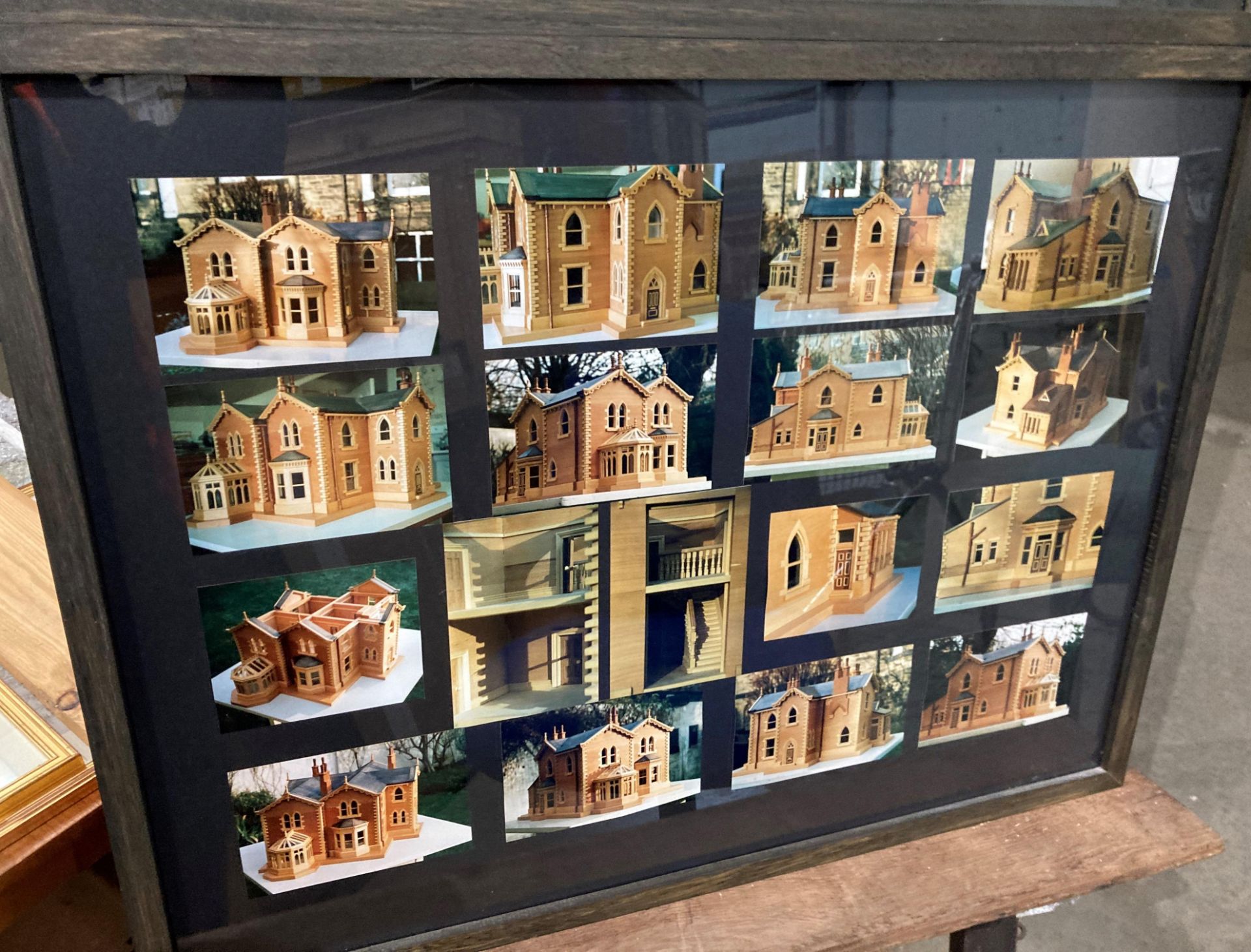 Two framed photo collages of model houses built by Norman Eastwood, - Image 2 of 3