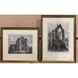 George Cuitt the Younger (1779-1854), two framed prints of Bolton Abbey,