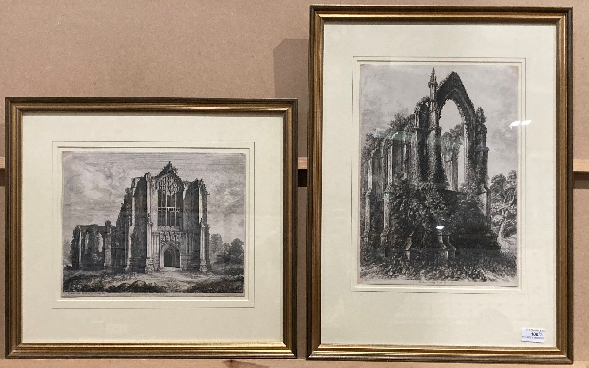 George Cuitt the Younger (1779-1854), two framed prints of Bolton Abbey,