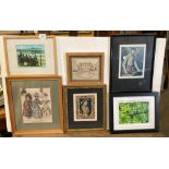 Contents to boxes - fourteen assorted small pictures and prints (Saleroom location: MA6)