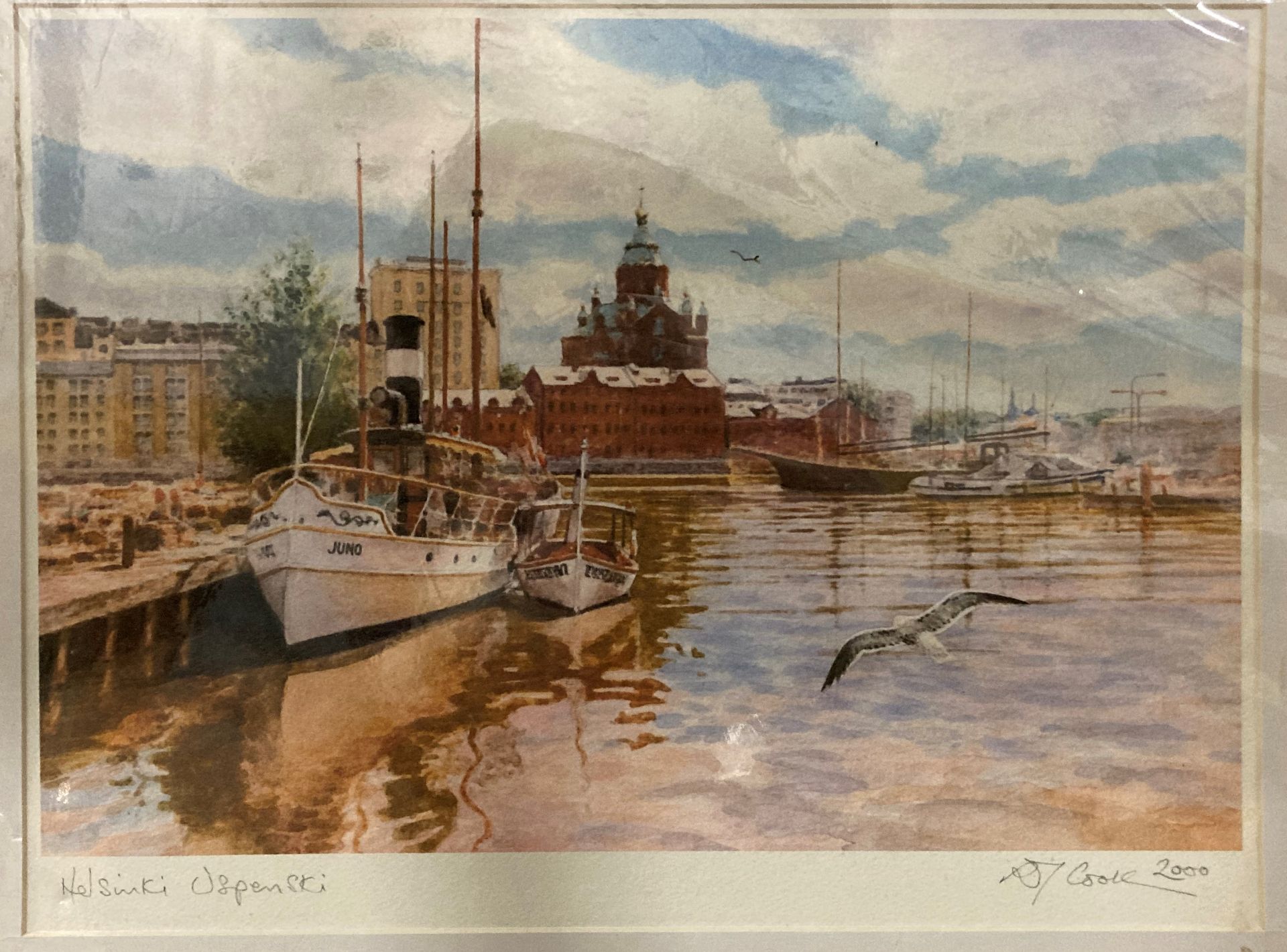 RT Cook 2000?, 'Helsinki Uspenski - Helsinki Harbour', watercolour in mount, - Image 4 of 4