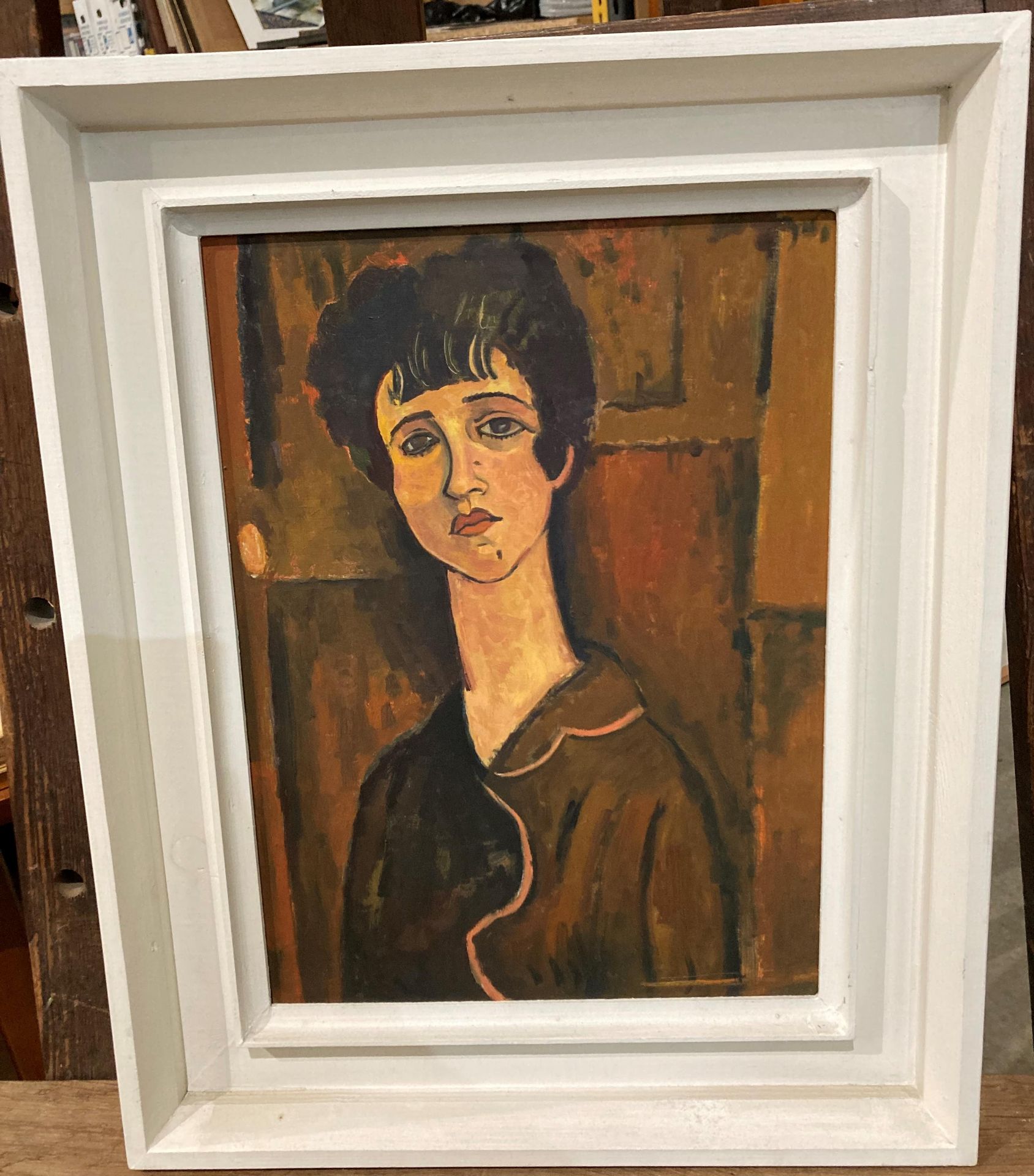 Norman Eastwood (1935-2022), framed oil on board copy of a Amedeo Modigliano's 'Portrait of a Girl',