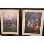 Margaret W Tarrant, two framed prints 'Children & Fairies in a Magical Setting',