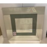 Square multi-layer mirror with three separate mirrors on wooden frame,