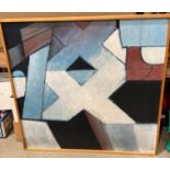 † Gerald French, framed acrylic on board, white cross on blue signed to verso,