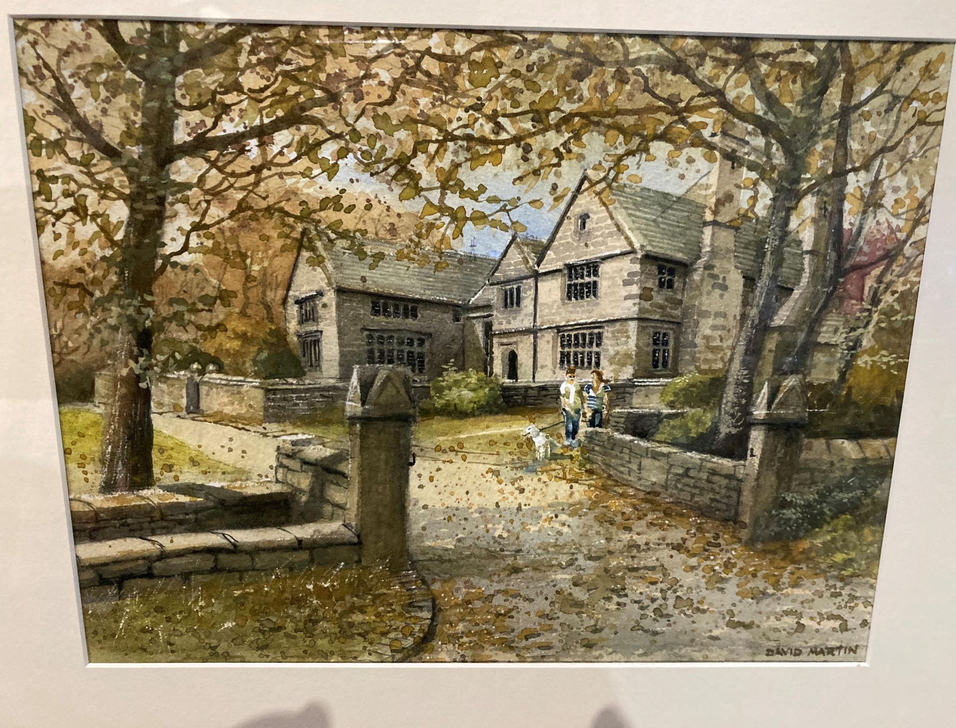 † David Martin, 'Oakwell Hall', framed watercolour on board, signed to lower right, - Image 2 of 2