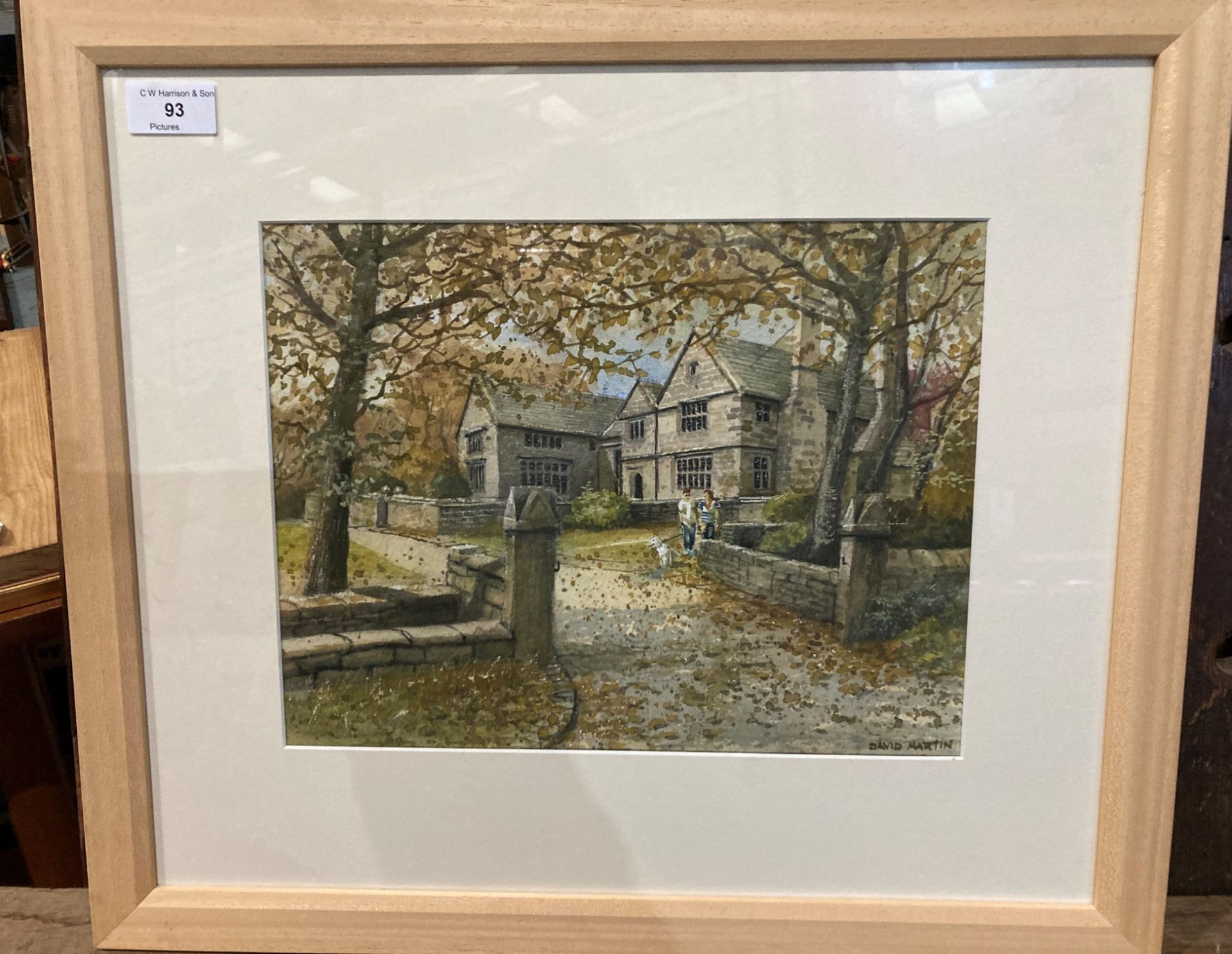 † David Martin, 'Oakwell Hall', framed watercolour on board, signed to lower right,