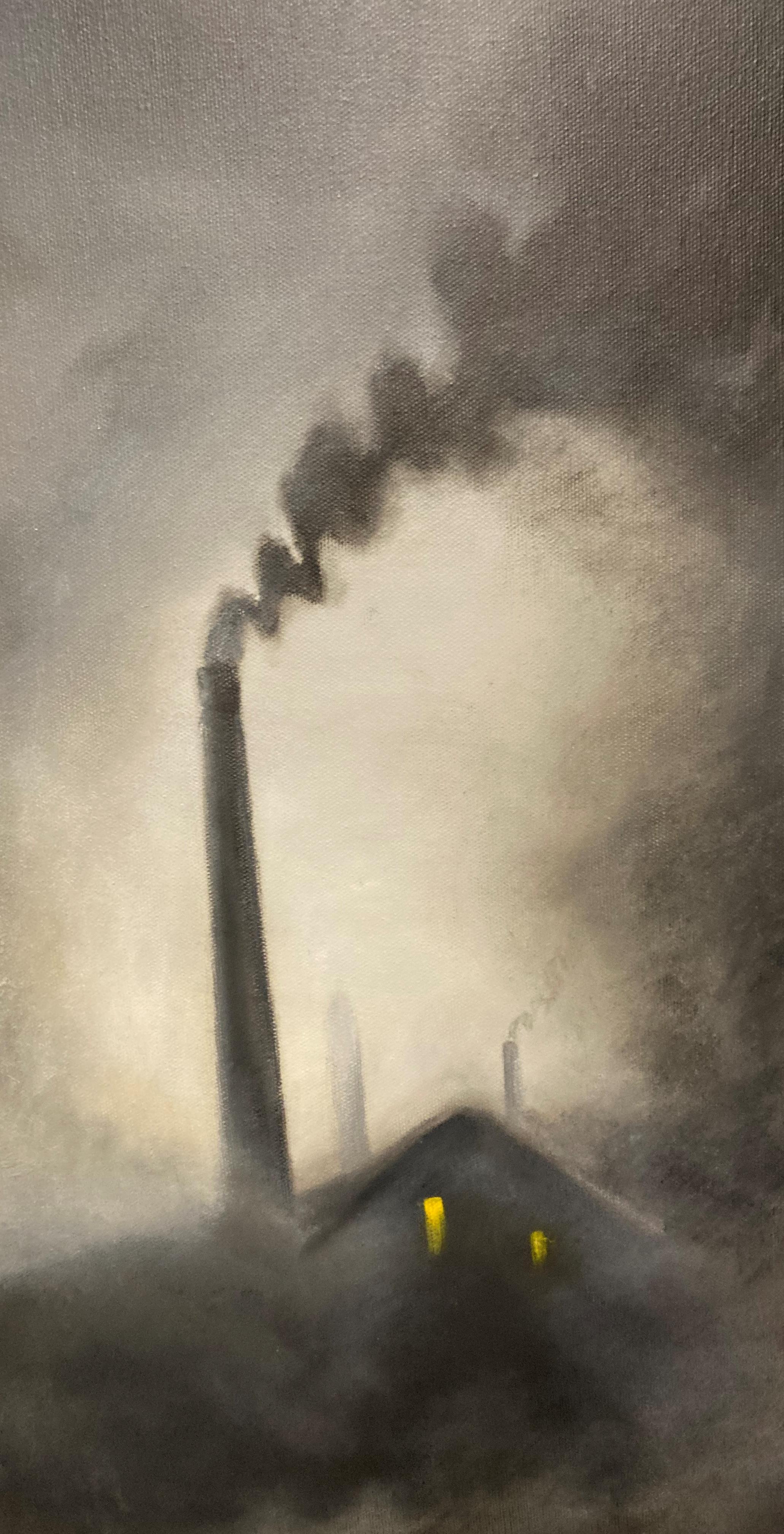 † Fred Taylor (2010) framed oil on canvas 'Smoking Chimney' 75cm x 30cm, - Image 3 of 5