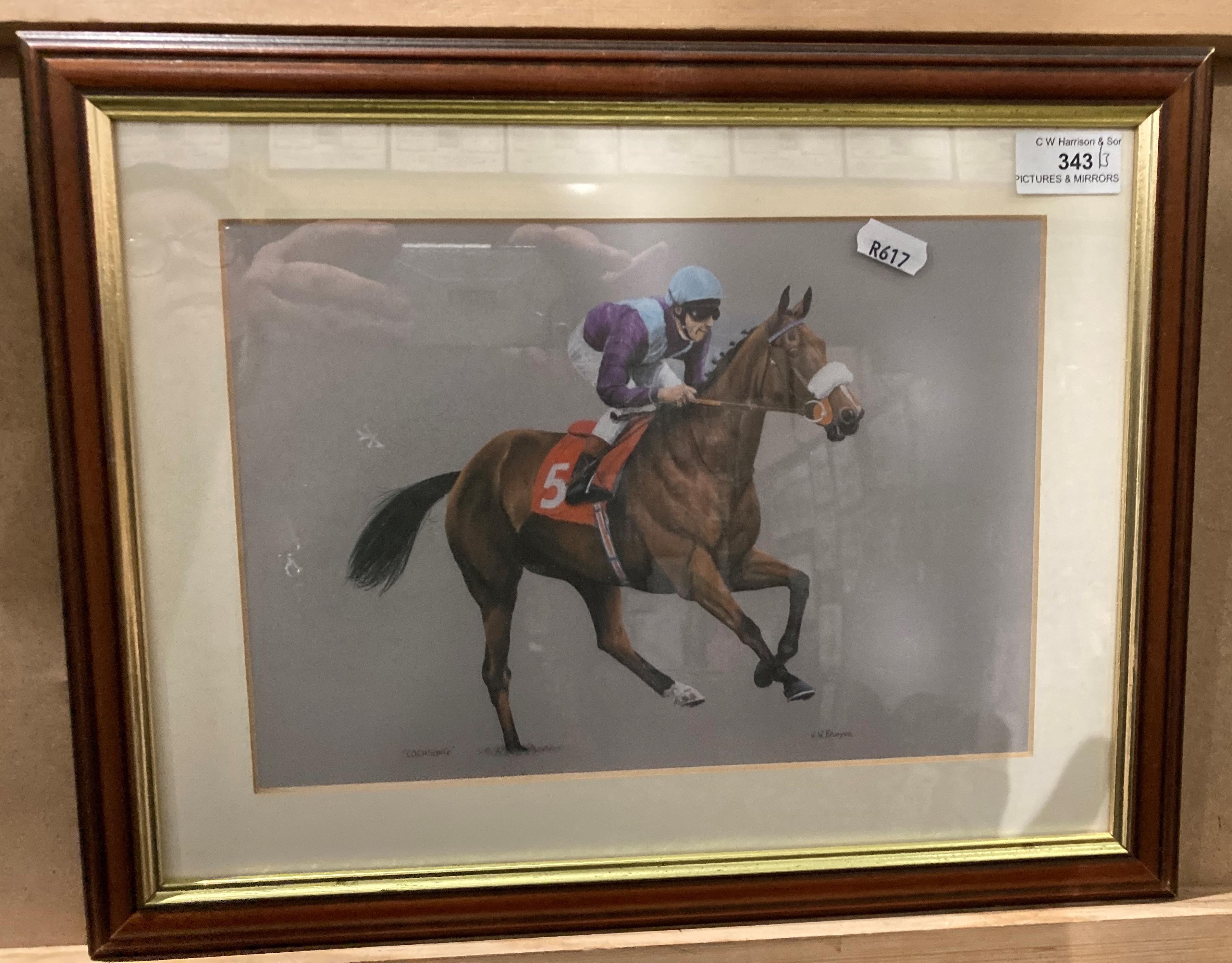 Three racehorse prints, two framed and one in a mount, - Image 6 of 6