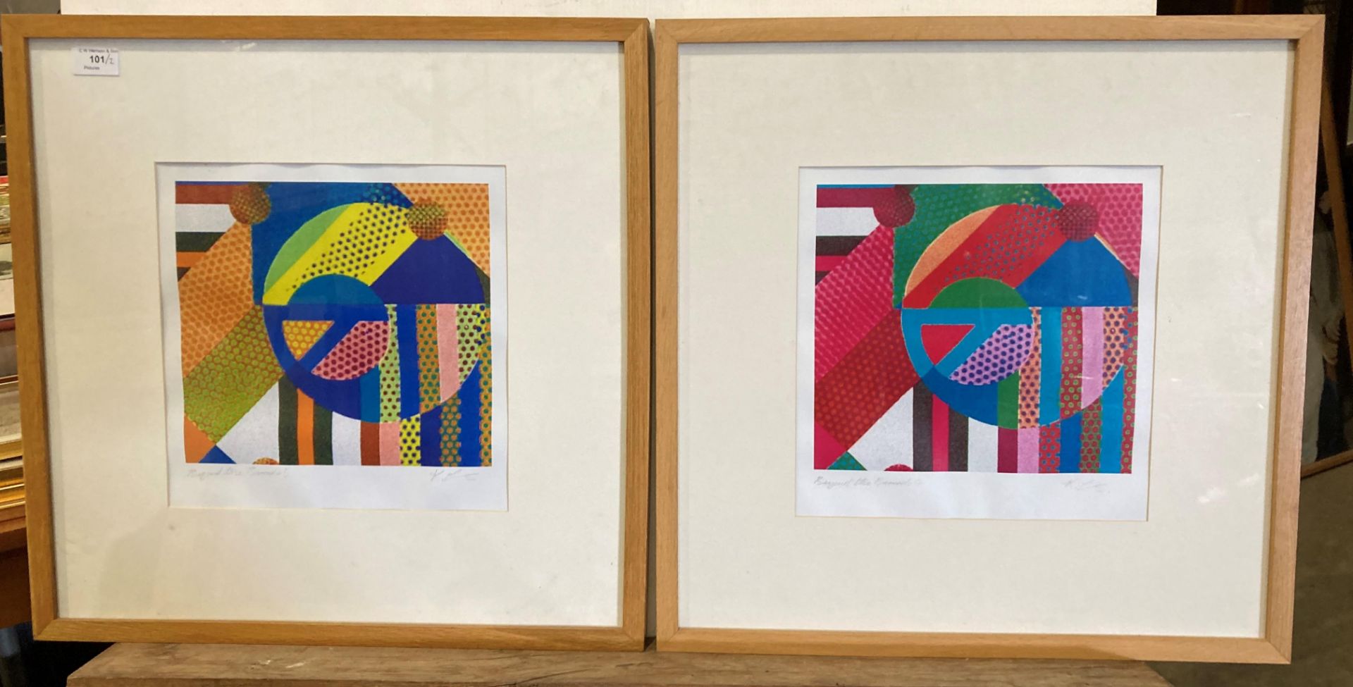 Kavan Lund, two framed prints, 'Beyond the Barcode 4' and 'Beyond the Barcode 5',