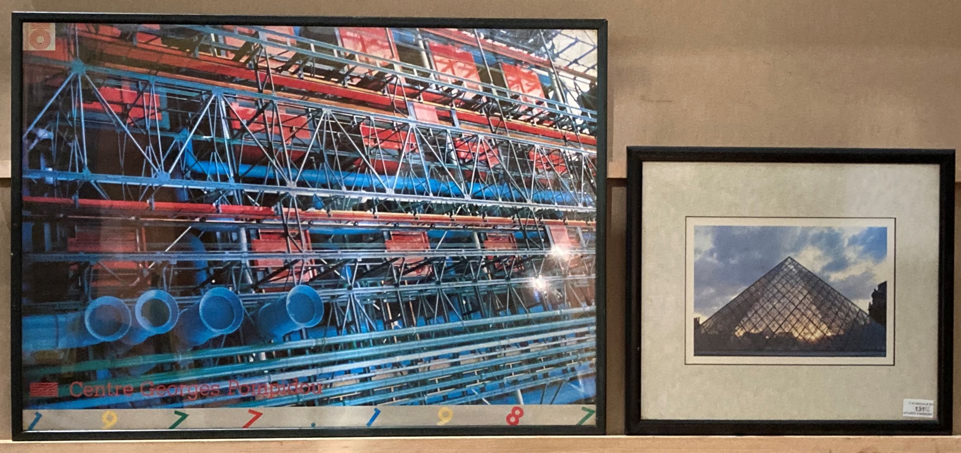 Centre Georges Pompidou, framed print, 50cm x 70cm, and another external view of the Louvre Museum,