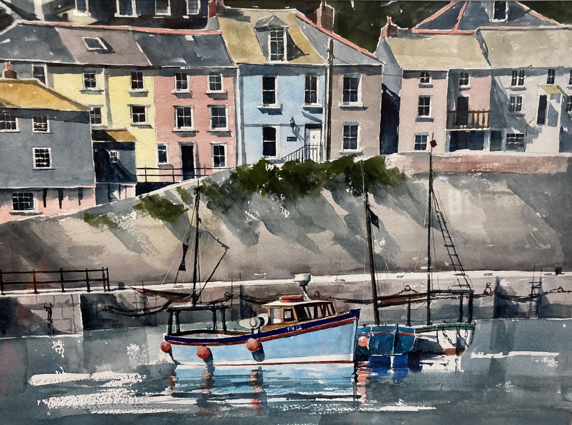 Jason L ? framed print 'Harbour with Houses in Background' 30cm x 42cm (Saleroom location: MA6) - Image 3 of 3