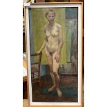 Unsigned, framed oil on canvas 'Female Nude',