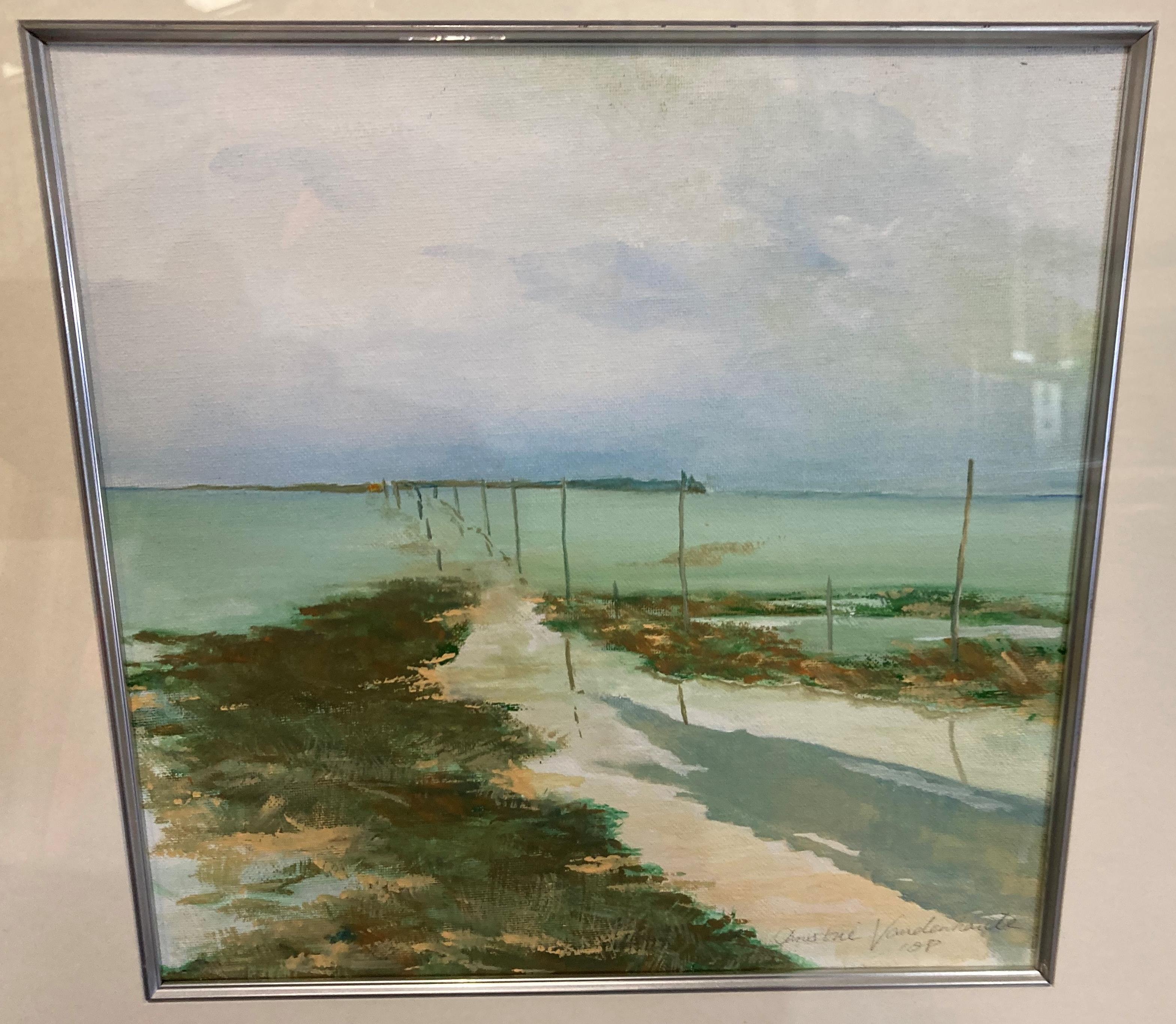 † Christine Vandenhaute framed picture (possibly acrylic) 'The Crossing to Holy Island', - Image 2 of 3