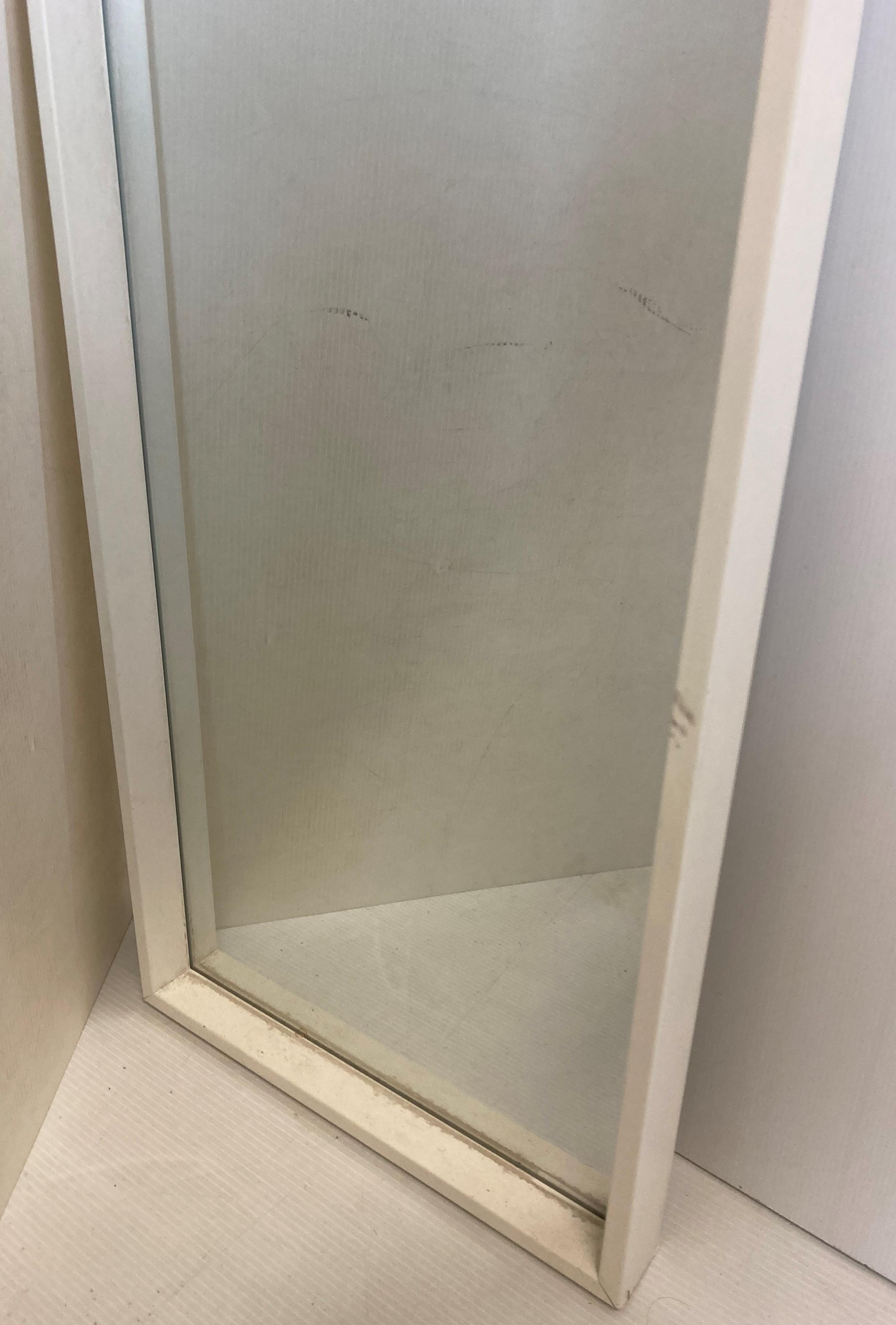 Oblong rectangular wall mirror in white wooden frame, - Image 3 of 3