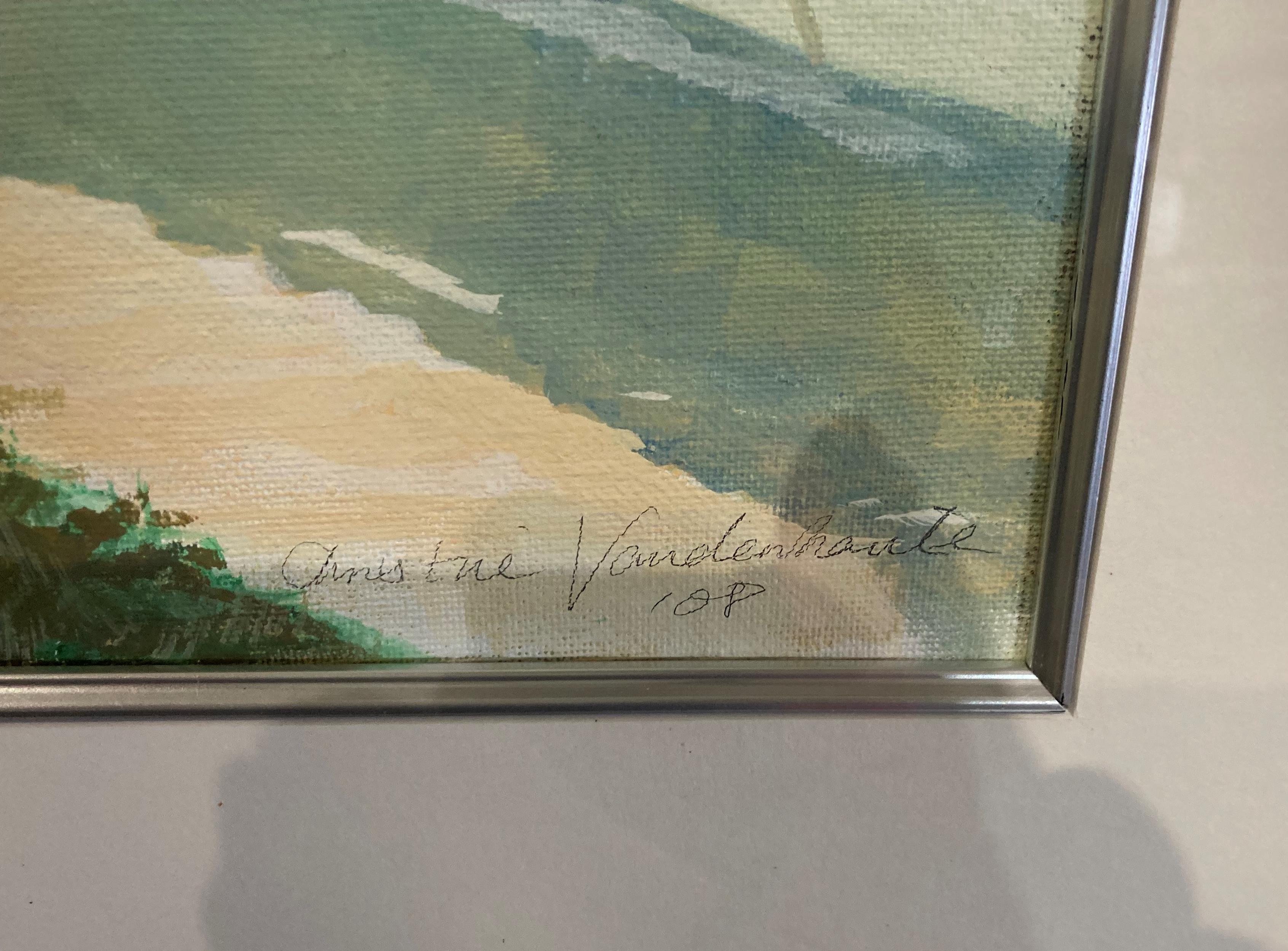 † Christine Vandenhaute framed picture (possibly acrylic) 'The Crossing to Holy Island', - Image 3 of 3