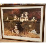 † David Shepherd (1931-2017) framed print 'Muffin's Pups' 50cm x 63cm,