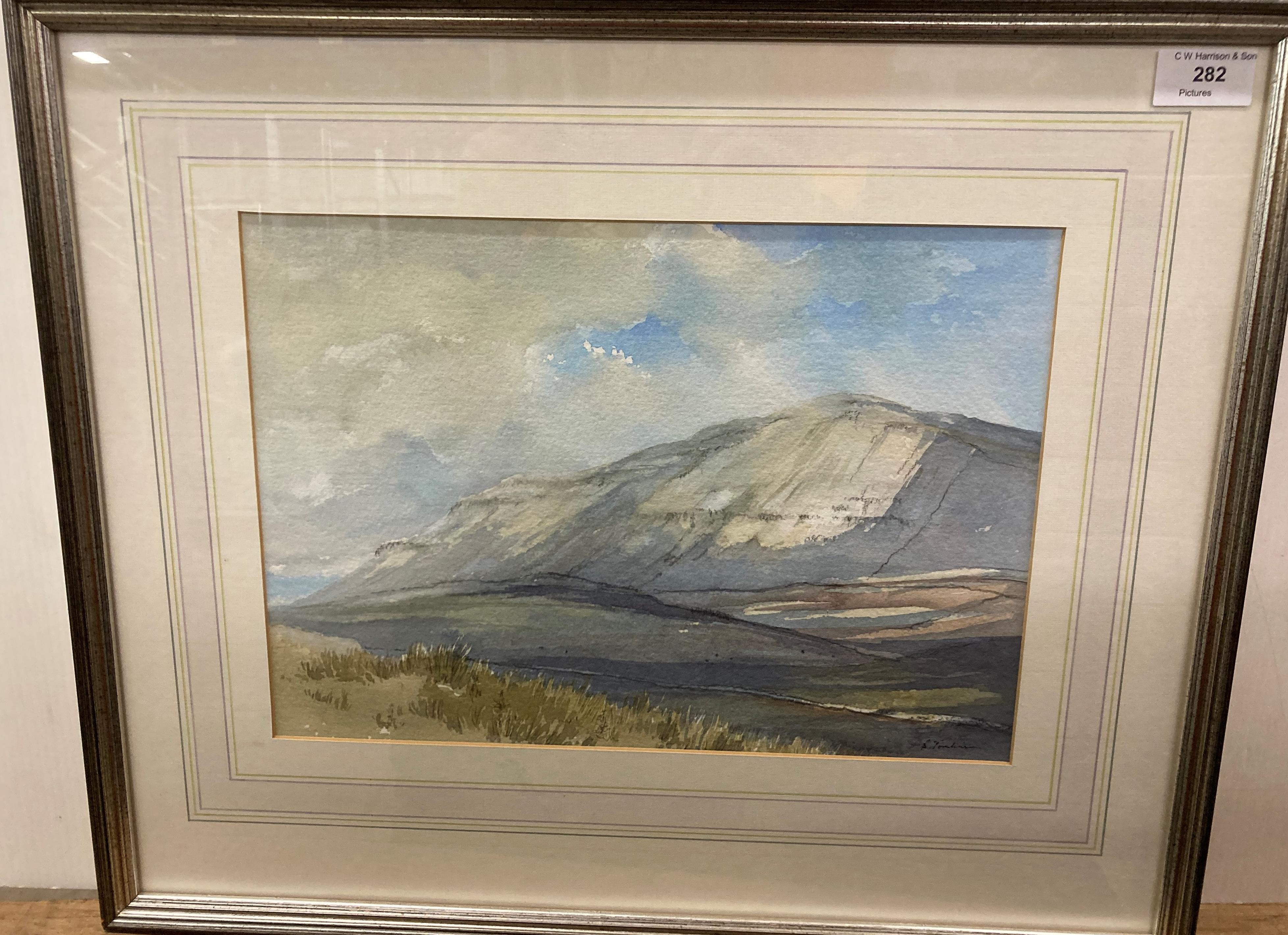 Barbara Tomkinson framed watercolour 'Peny-Ghent from Darnbrook Fell' 25cm x 34cm,