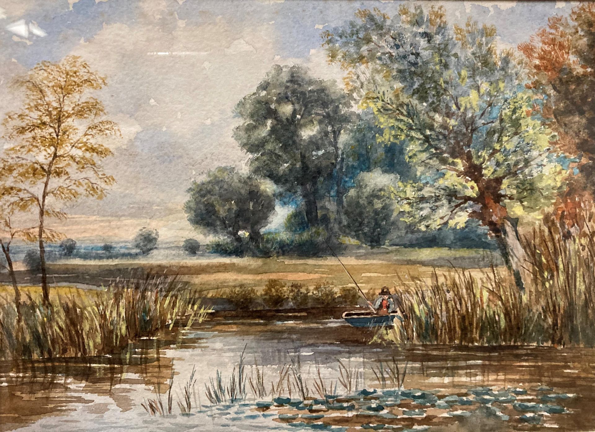 Unsigned two gilt framed watercolours set in the countryside, - Image 2 of 5