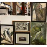 Five various pictures and prints of birds (Saleroom location: N06)